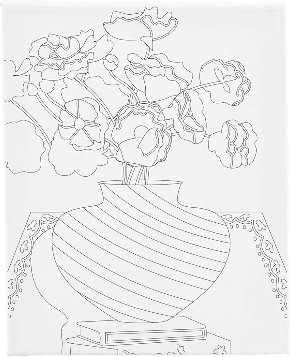 Creativ Company Malleinwand mit Druck, Blumenstrauß in Vase, D: 1,6 cm, Größe 24x30 cm, 360 g, 1 Stück