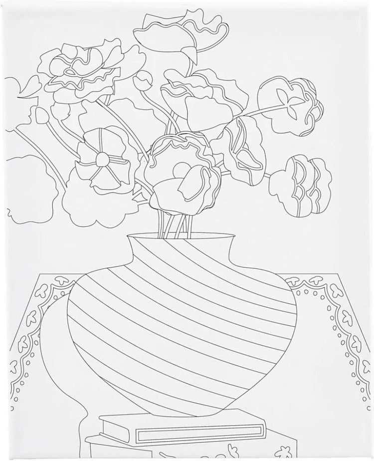 Creativ Company Malleinwand mit Druck, Blumenstrauß in Vase, D: 1,6 cm, Größe 24x30 cm, 360 g, 1 Stück
