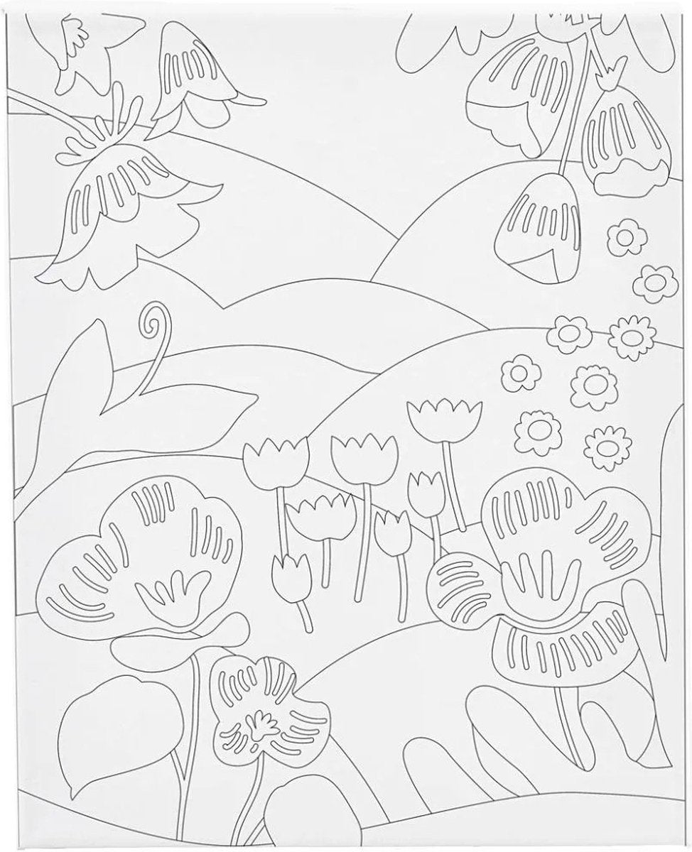 Creativ Company Malleinwand mit Druck, Blumenlandschaft, D: 1,6 cm, Größe 24x30 cm, 360 g, 1 Stück