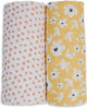 Lulujo – hydrophiles Tuch – Pucktuch – Baumwolle – 100 x 100 cm – 2er-Pack – gelbe Wildblumen-Punkte