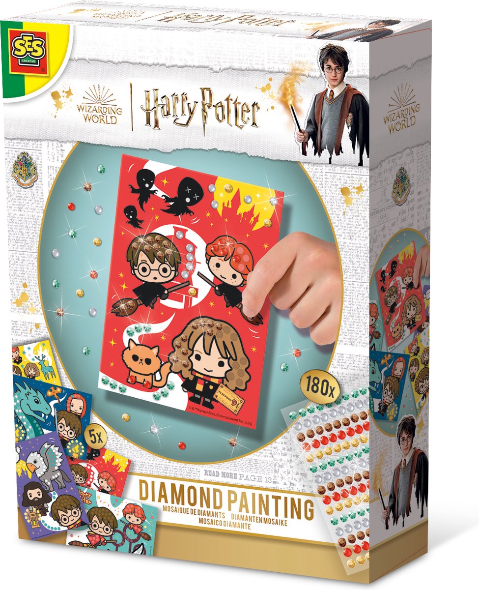 Ses creative – Harry Potter – Diamantmalerei – 180 Diamantaufkleber und 5 Mosaikkarten – Bastelset für Kinder