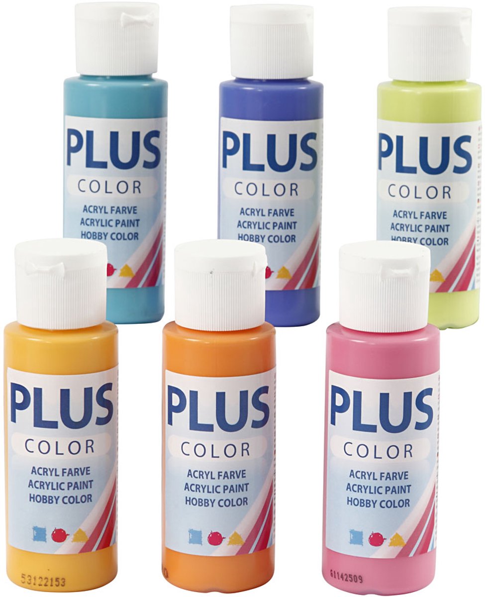 Plus Color Acrylfarbe, bunt, 6x60 ml 1 Dose