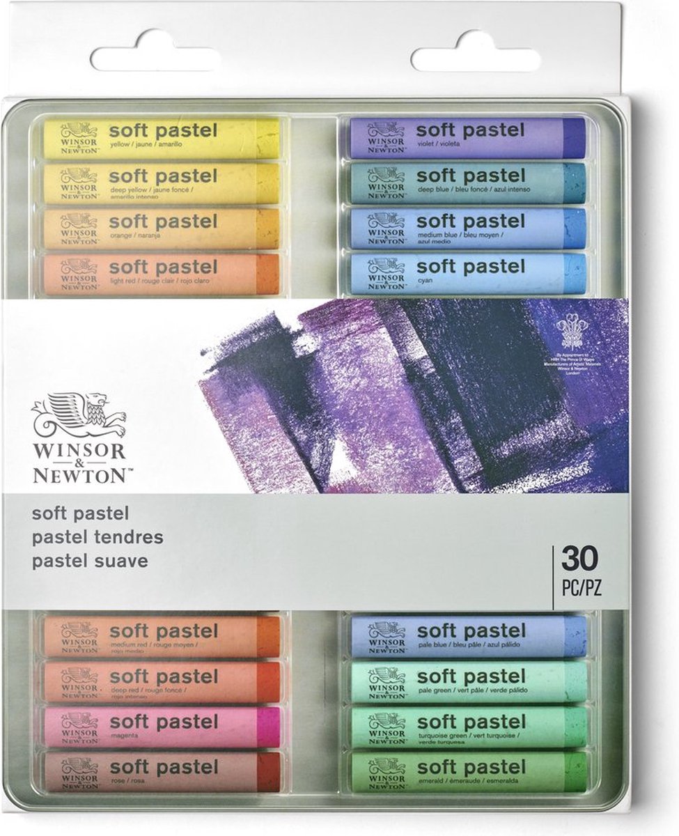 Winsor Newton 1790002 Soft Pastel Box – 30 Stück, Pastellkreide zum Zeichnen und Malen, hochpigmentiert, lichtecht