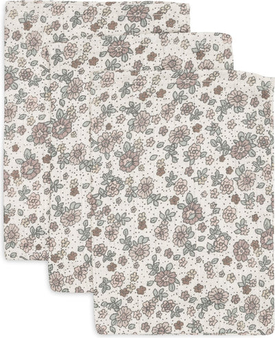 Jollein – hydrophiler Waschlappen 15 x 20 cm – Babywaschlappen – Retro-Blumen – 3 Stück