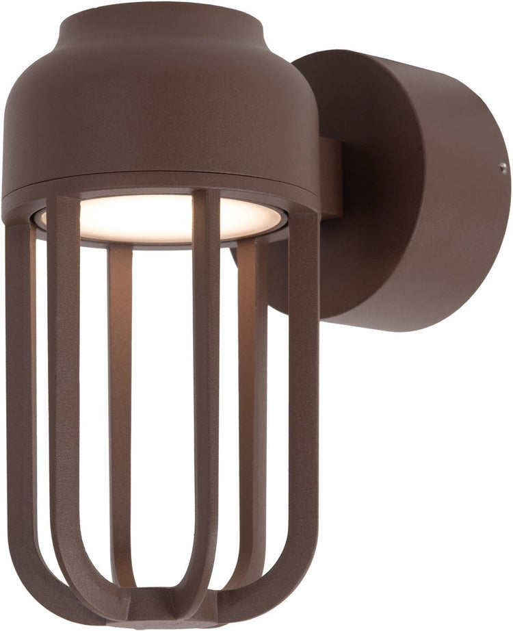 Lucide Wells - Wandleuchte Innen-Außen - ø 10 cm - LED - 1x8W 2700K - IP54 - Rostbraun | wesentlich