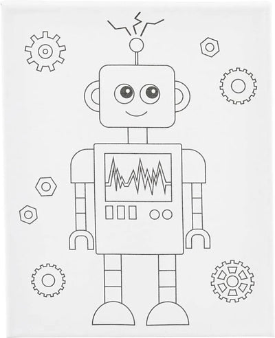 Creativ Company Malleinwand mit Druck, Roboter, D: 1,6 cm, Größe 24x30 cm, 360 g, 1 Stück