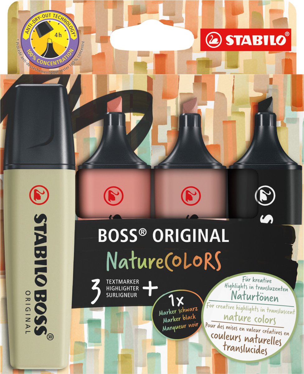 Stabilo Boss Naturecolors natürliche Töne, die Stift markieren, 4st.