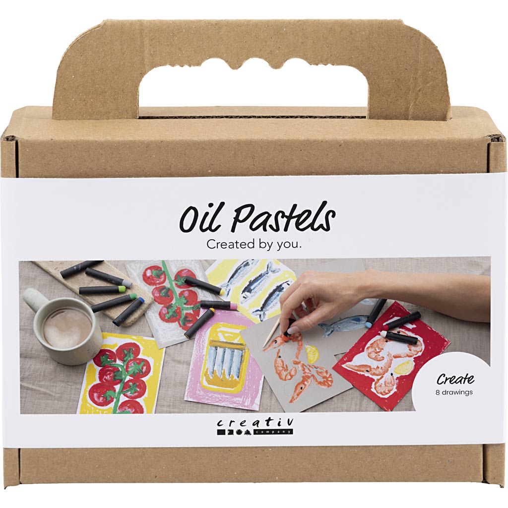 Creativ Company Mini-Hobby-Set Ölpastell, Grau, Weiß, 1 Box