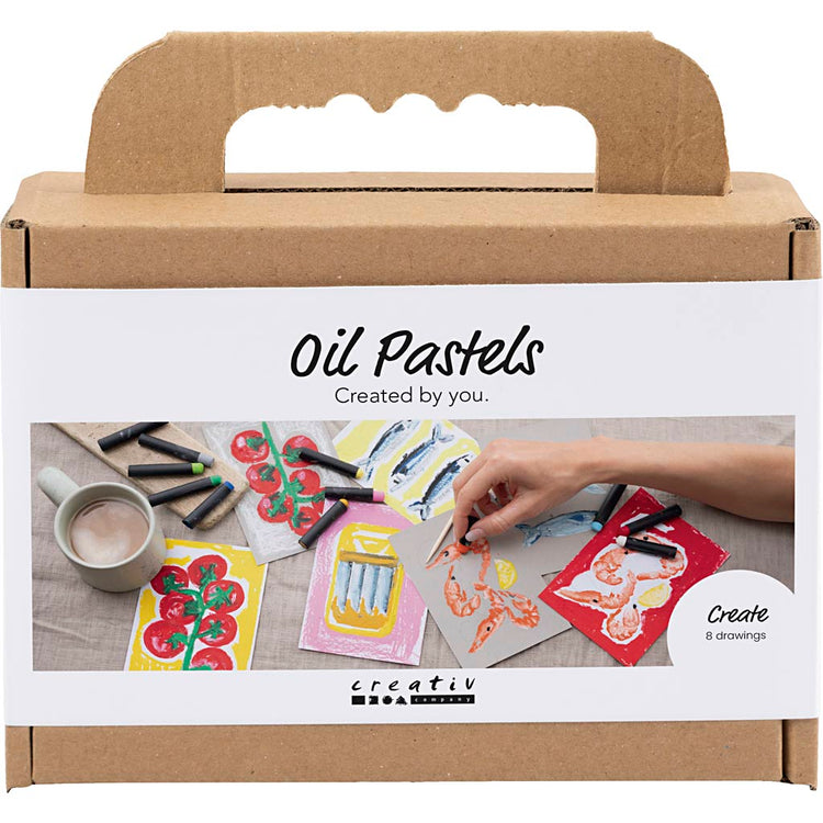 Creativ Company Mini-Hobby-Set Ölpastell, Grau, Weiß, 1 Box