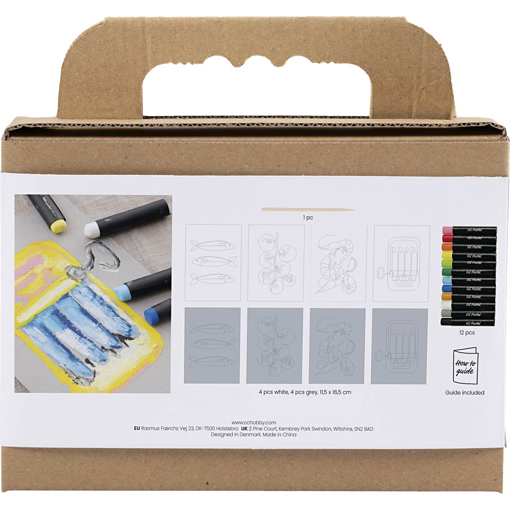 Creativ Company Mini-Hobby-Set Ölpastell, Grau, Weiß, 1 Box