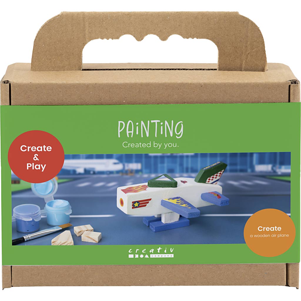 Creativ Company Mini-Hobby-Set Malen, Flugzeug, Blau-Grün-Harmonie, 1 Box