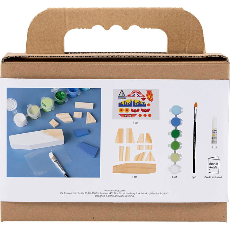 Creativ Company Mini-Hobby-Set Malen, Flugzeug, Blau-Grün-Harmonie, 1 Box