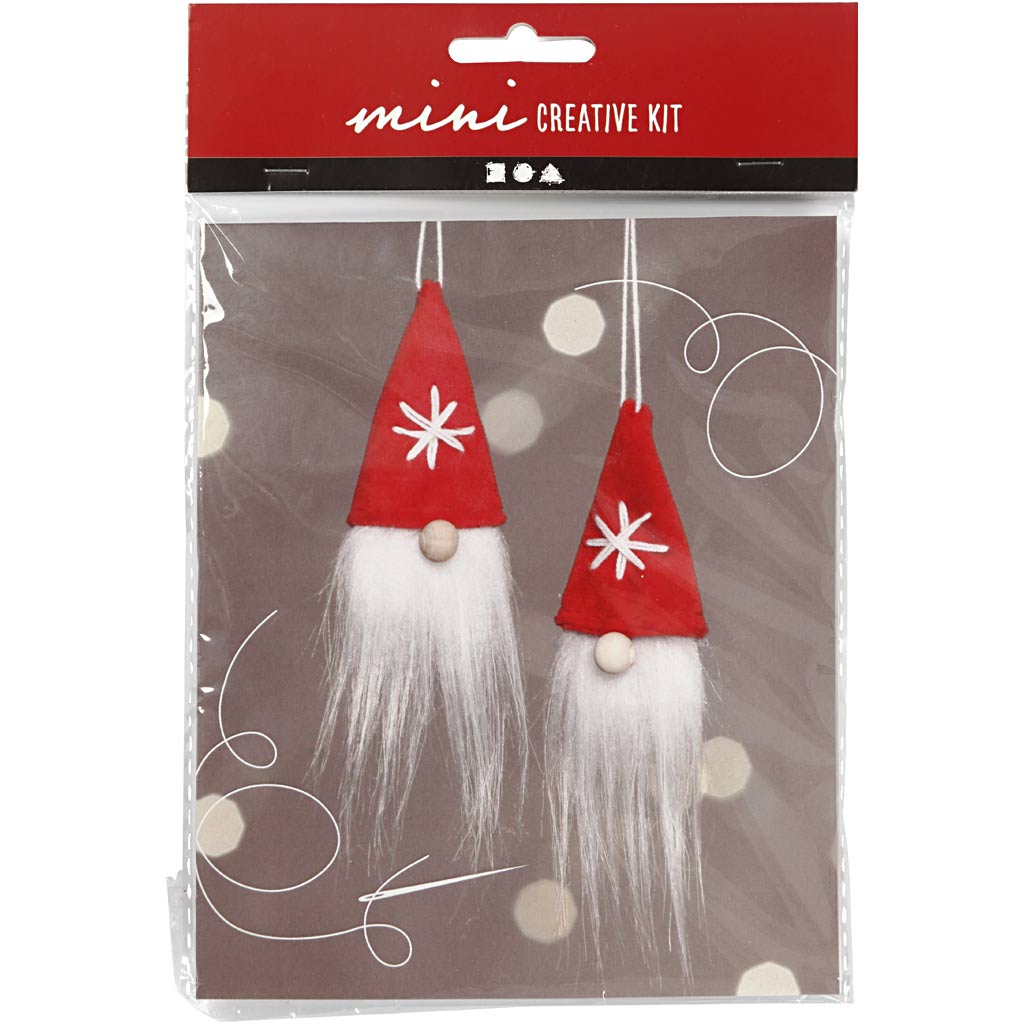 Creativ Company Kreativ-Mini-Set, hängender Weihnachtszwerg, H: 11 cm, 1 Box