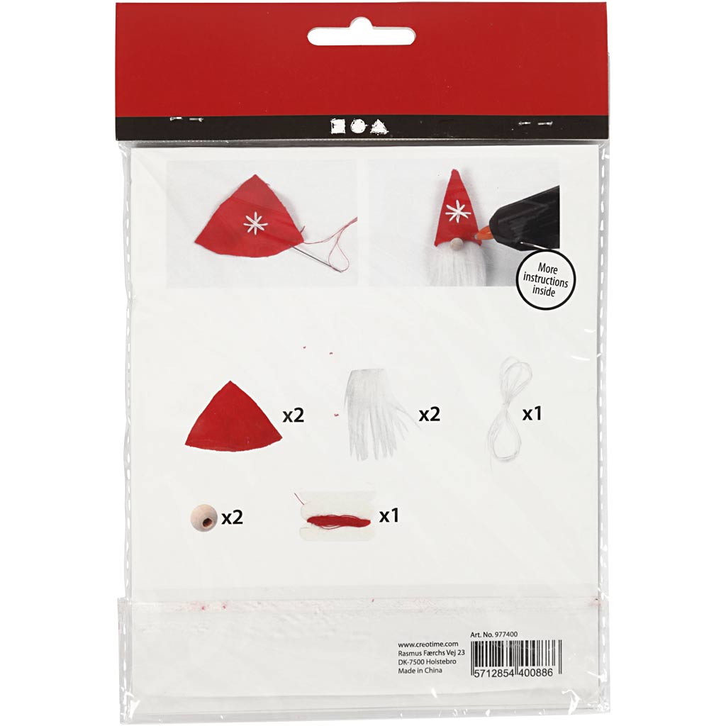 Creativ Company Kreativ-Mini-Set, hängender Weihnachtszwerg, H: 11 cm, 1 Box