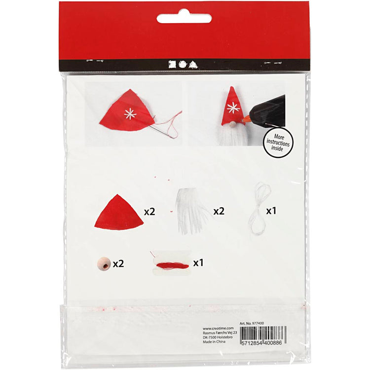 Creativ Company Kreativ-Mini-Set, hängender Weihnachtszwerg, H: 11 cm, 1 Box