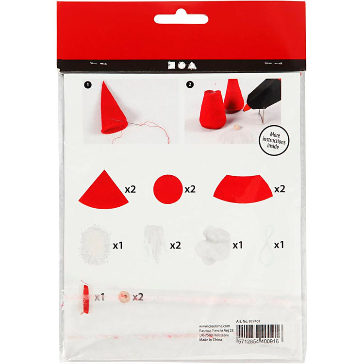 Creativ Company Kreativ-Mini-Set, Weihnachtszwerg, H: 12 cm, rot, 1 Box