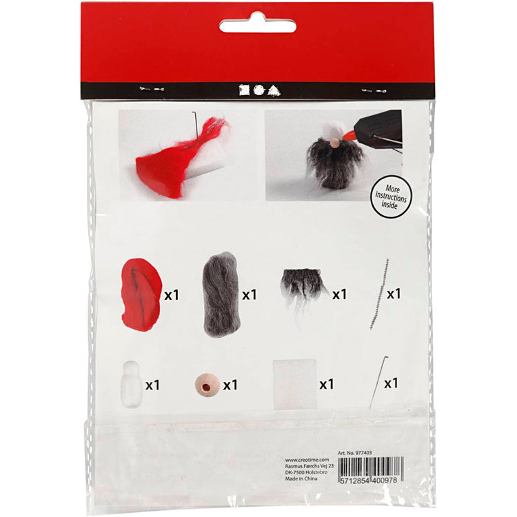 Creativ Company Mini-Hobby-Set, Weihnachtszwerg mit grauem Bart, H: 13 cm, 1 Box