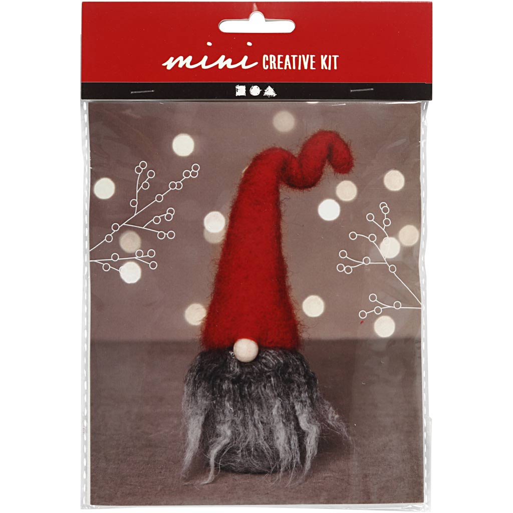 Creativ Company Mini-Hobby-Set, Weihnachtszwerg mit grauem Bart, H: 13 cm, 1 Box