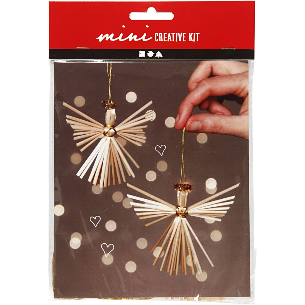 Creativ Company Kreativ-Mini-Set, Strohengel, H: 8 cm, 1 Box