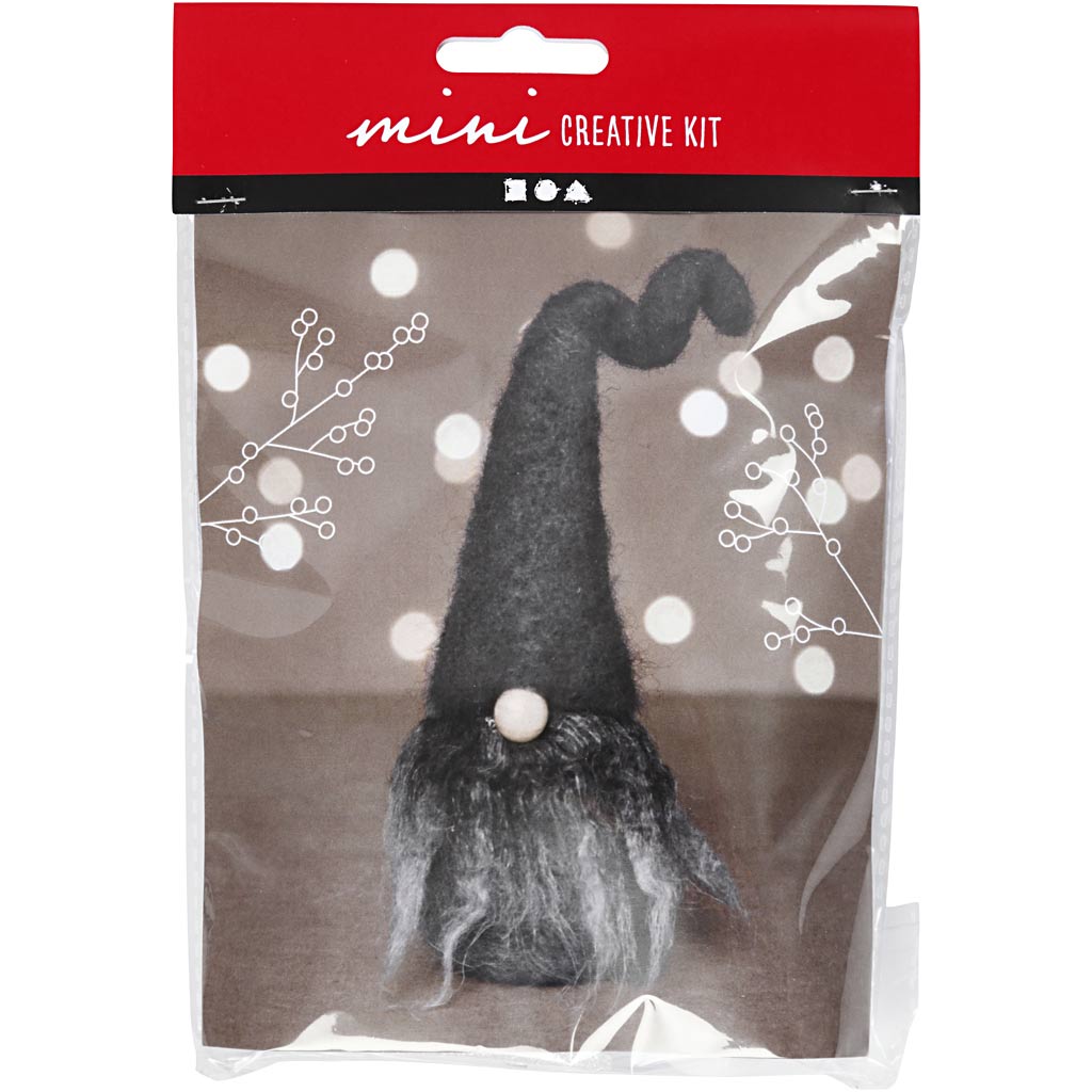 Creativ Company Mini-Hobby-Set, Weihnachtszwerg, H: 13 cm, Grau-Mix, 1 Box
