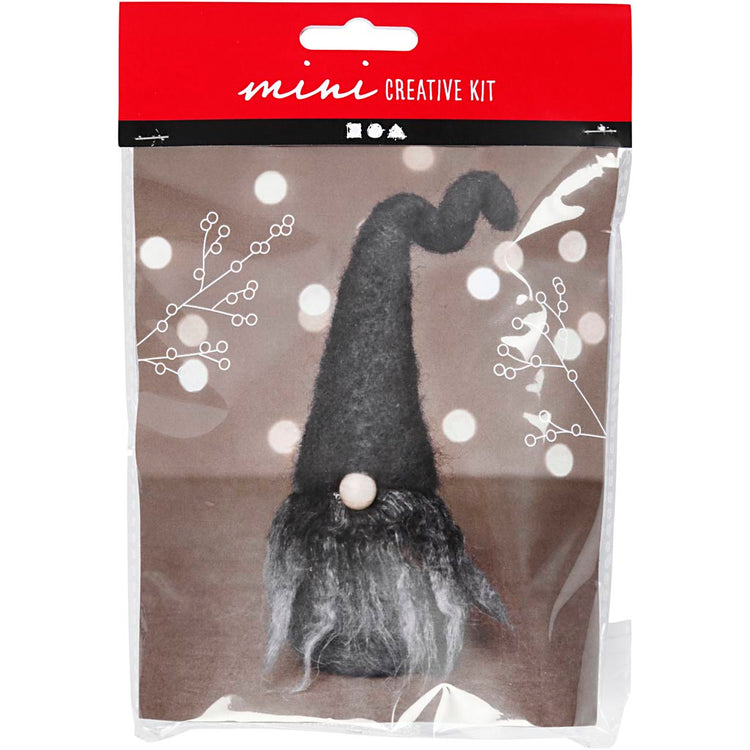 Creativ Company Mini-Hobby-Set, Weihnachtszwerg, H: 13 cm, Grau-Mix, 1 Box