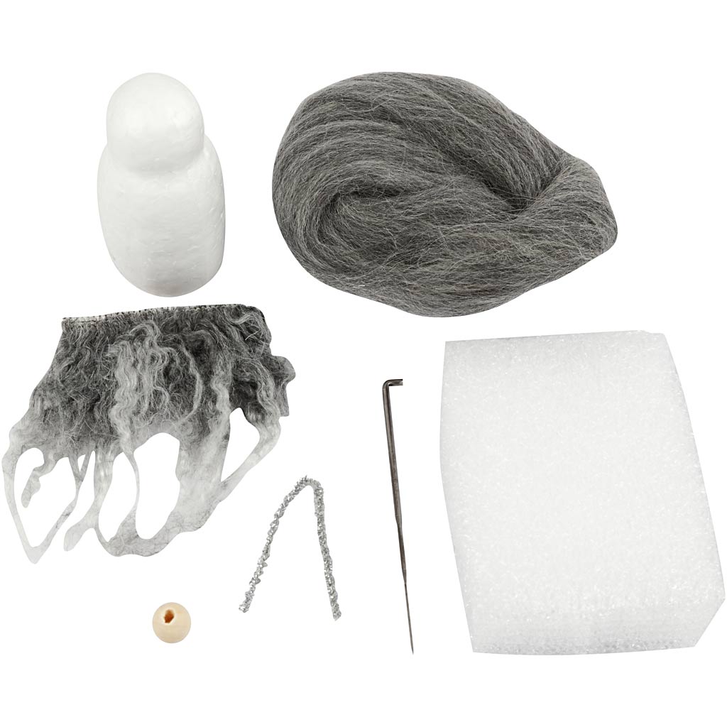 Creativ Company Mini-Hobby-Set, Weihnachtszwerg, H: 13 cm, Grau-Mix, 1 Box