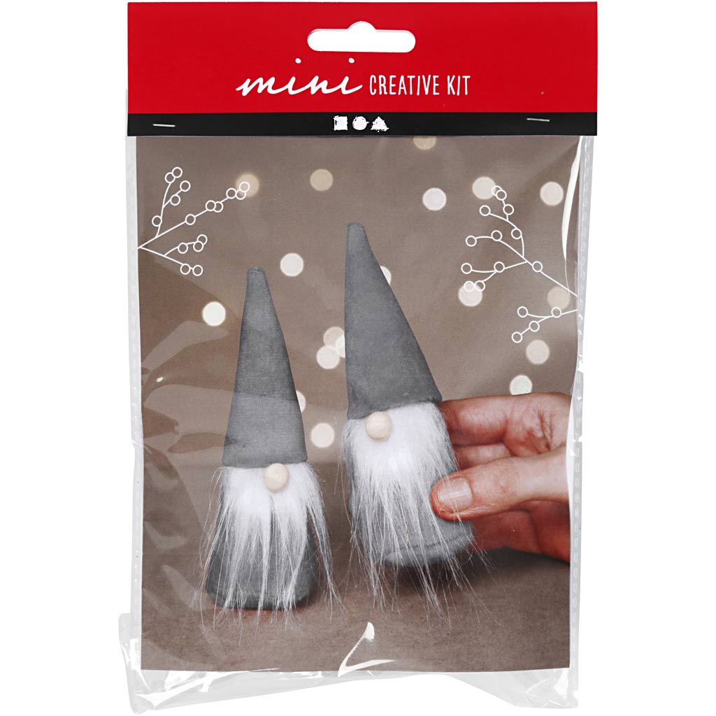 Creativ Company Kreativ-Mini-Set, skandinavische Weihnachtszwerge, H: 12 cm, grau, 1 Box