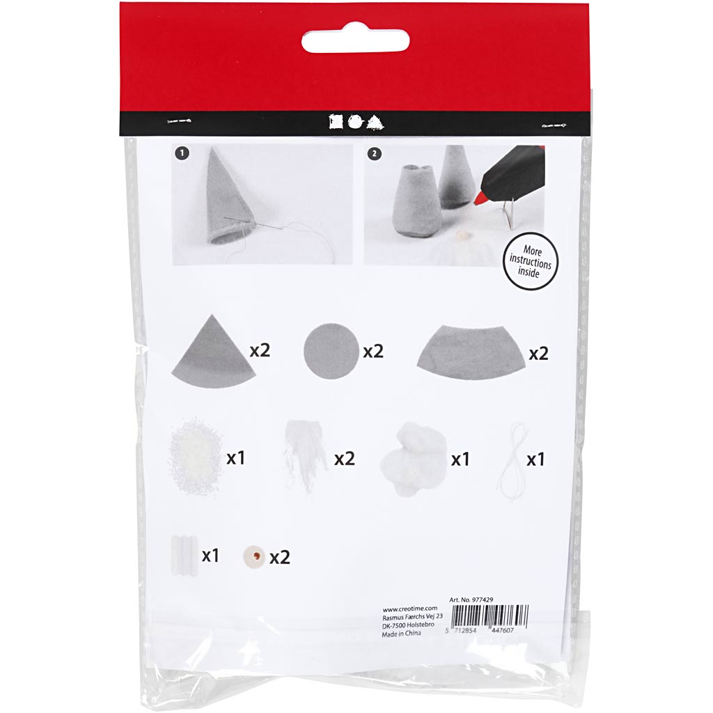 Creativ Company Kreativ-Mini-Set, skandinavische Weihnachtszwerge, H: 12 cm, grau, 1 Box