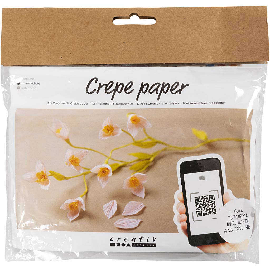 Creativ Company Mini-Hobby-Set Krepppapier, Kirschzweig, Kreppverhältnis: 180 %, 1 Box