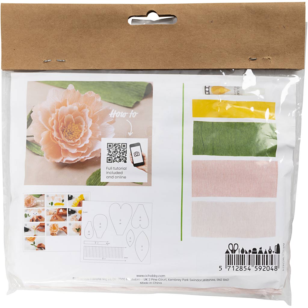 Creativ Company Mini-Hobby-Set Krepppapier, Pfingstrose, Kreppverhältnis: 180 %, 105 g, 1 Box