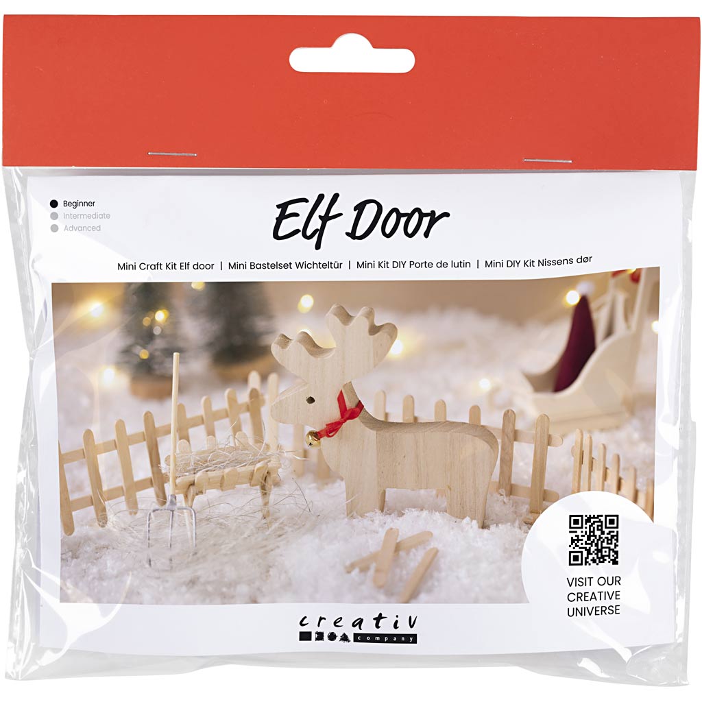 Creativ Company Mini-Hobby-Set Zwergtür, Rentier, 1 Box