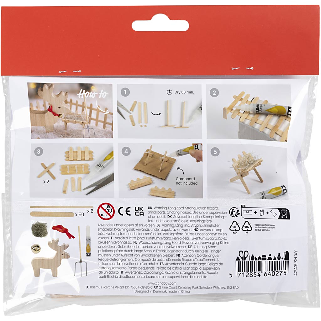 Creativ Company Mini-Hobby-Set Zwergtür, Rentier, 1 Box