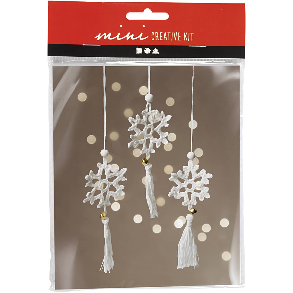 Creativ Company Häkel-Mini-Hobby-Set, Schneeflocken, weiß, 1 Box