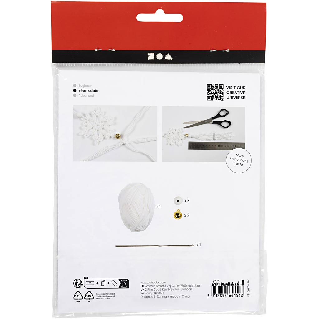Creativ Company Häkel-Mini-Hobby-Set, Schneeflocken, weiß, 1 Box