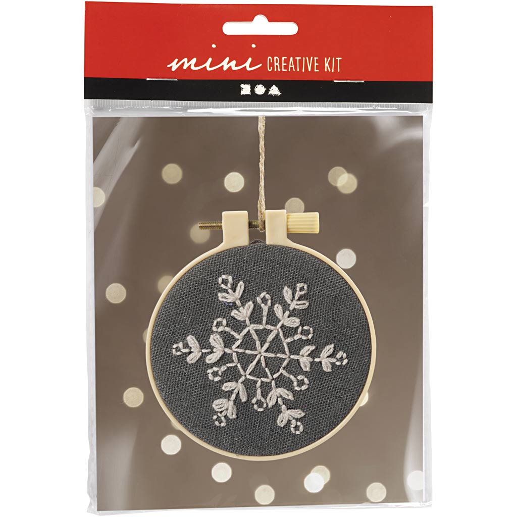 Creativ Company Mini-Hobby-Set Stickerei, Schneeflocke, grau, 1 Box