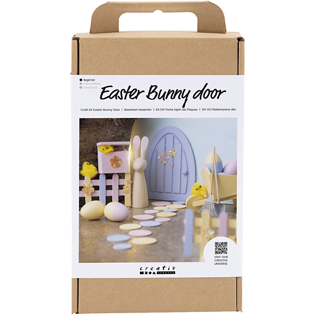 Creativ Company Hobby-Set Osterhasen-Türset, Pastellfarben, 1 Box