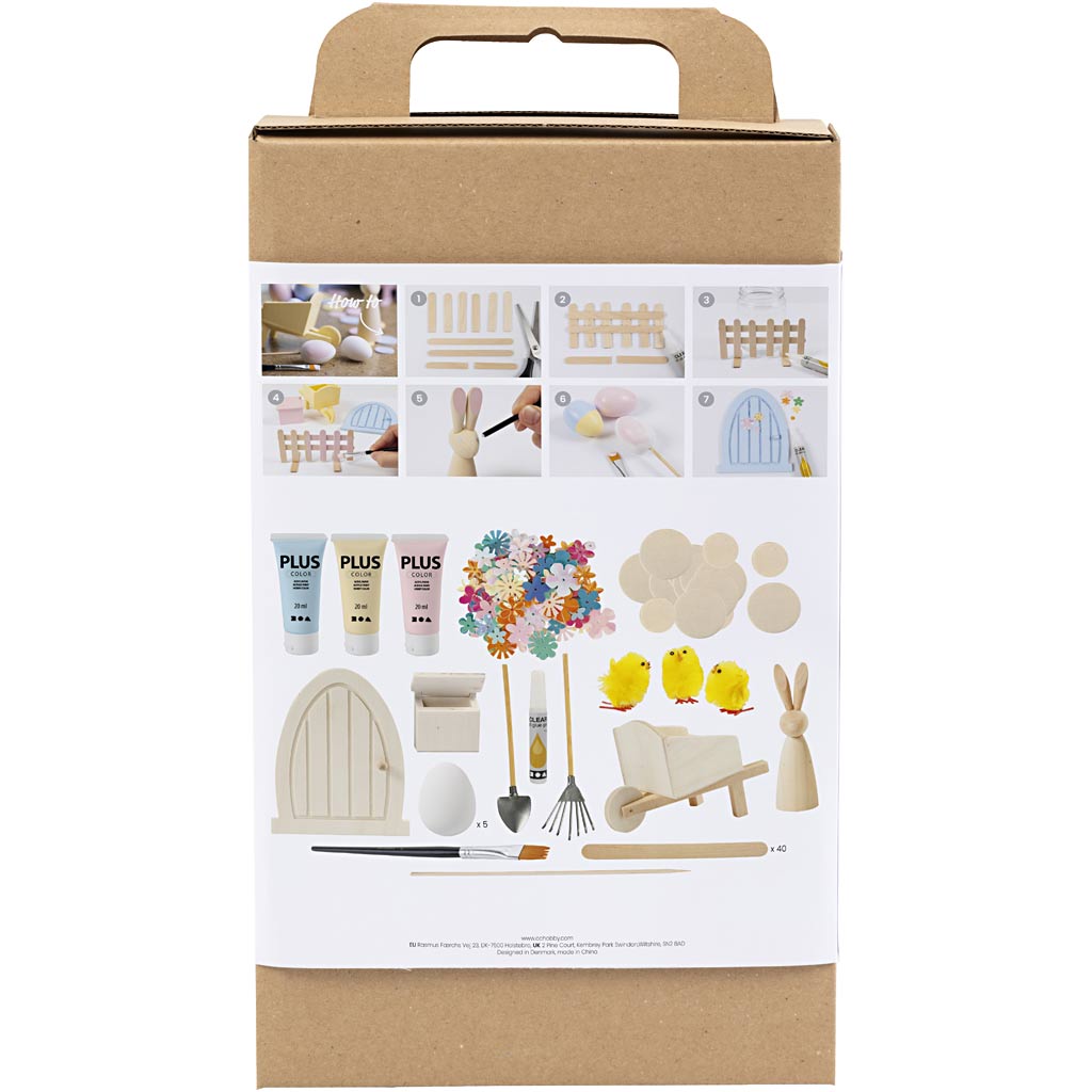 Creativ Company Hobby-Set Osterhasen-Türset, Pastellfarben, 1 Box