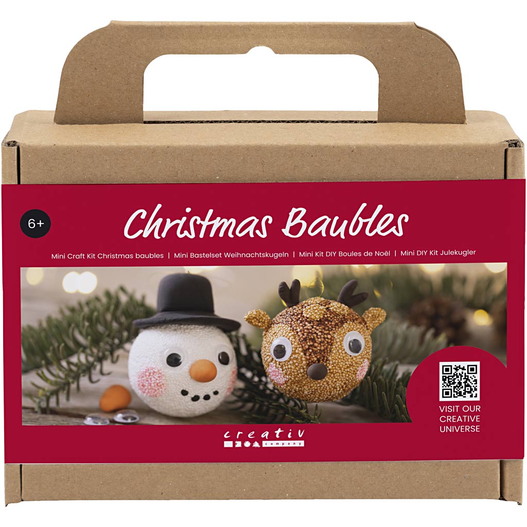 Creativ Company Mini-Hobby-Set Weihnachtskugeln, Rentier und Schneemann, 1 Box