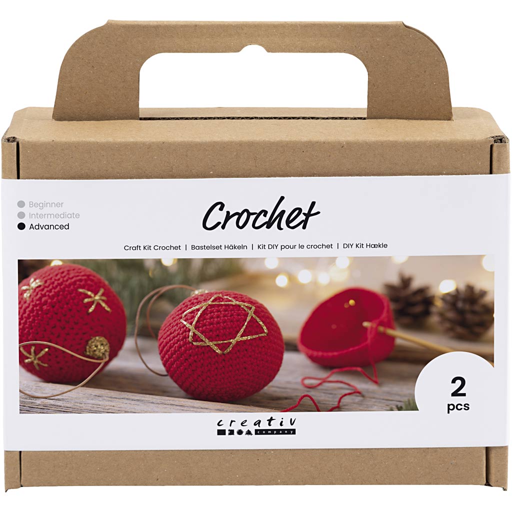 Creativ Company Hobby-Set Häkeln, Weihnachtskugeln, rot, 1 Box