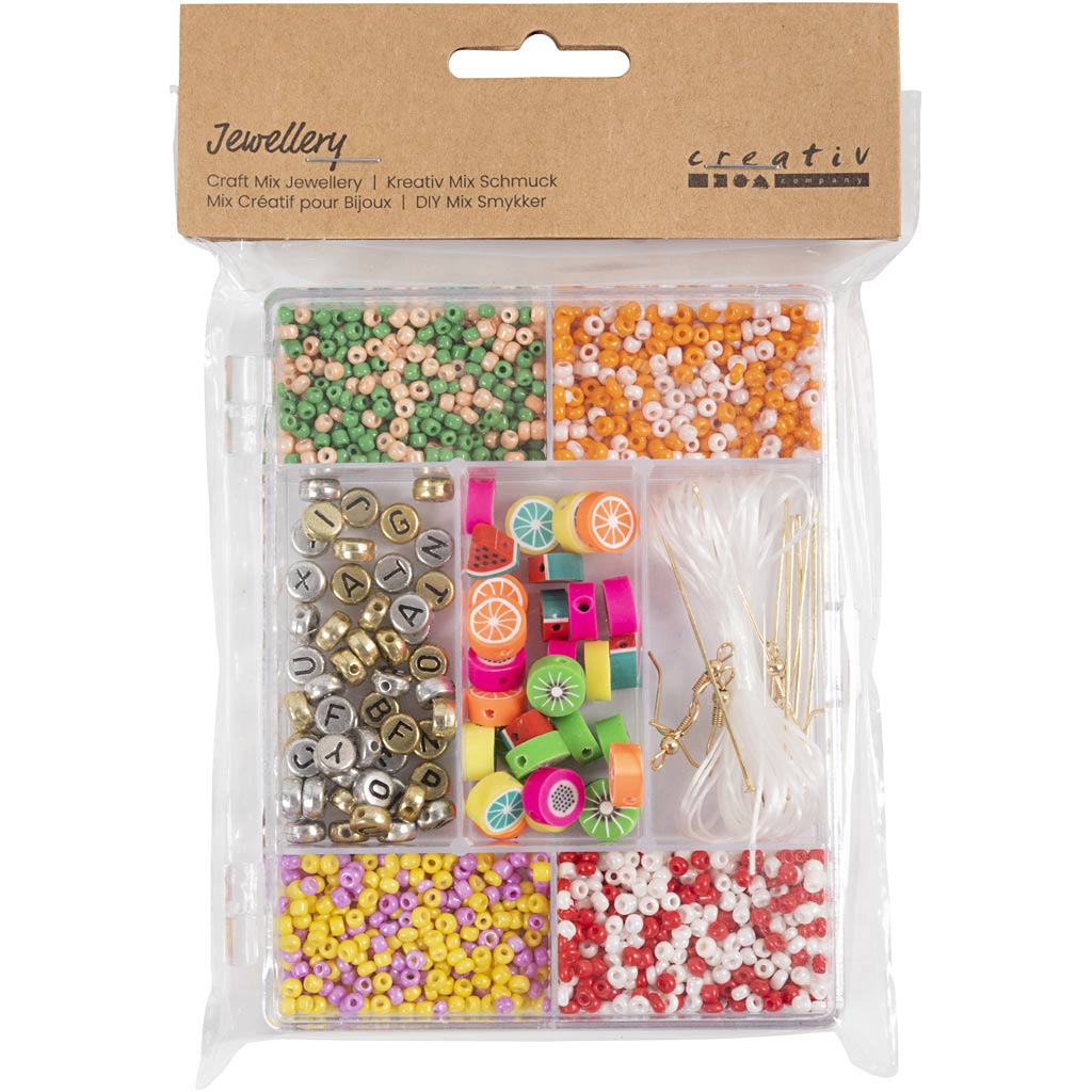 Creativ Company Kreativbox Schmuck, Fruchtmix, ca. Über 1600 Teile, kräftige Farben, 1 Box