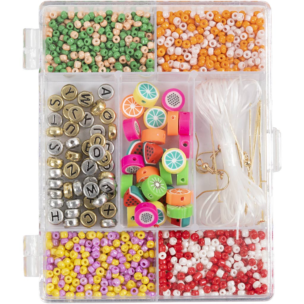 Creativ Company Kreativbox Schmuck, Fruchtmix, ca. Über 1600 Teile, kräftige Farben, 1 Box
