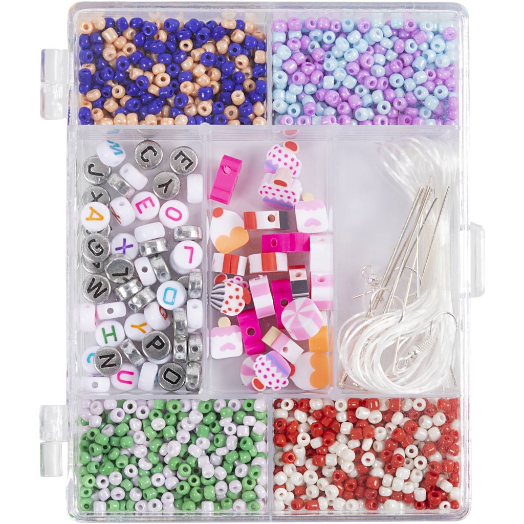 Creativ Company Kreativbox Schmuck, Candy Mix, ca. Über 1600 Teile, Pastellfarben, 1 Box