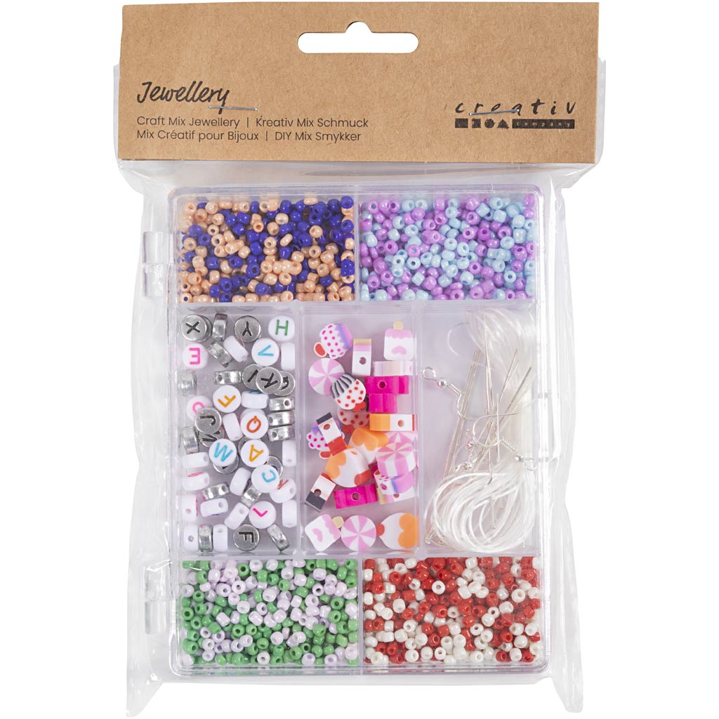 Creativ Company Kreativbox Schmuck, Candy Mix, ca. Über 1600 Teile, Pastellfarben, 1 Box