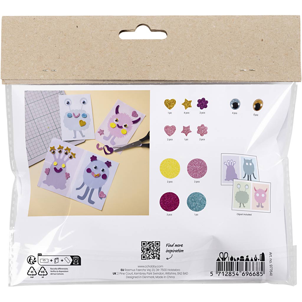 Creativ Company Mini-Hobby-Set Dekoration, Mustercollage, Pastellblau, Pastellgrün, Pastellrosa, Pastelllila, 1 Box