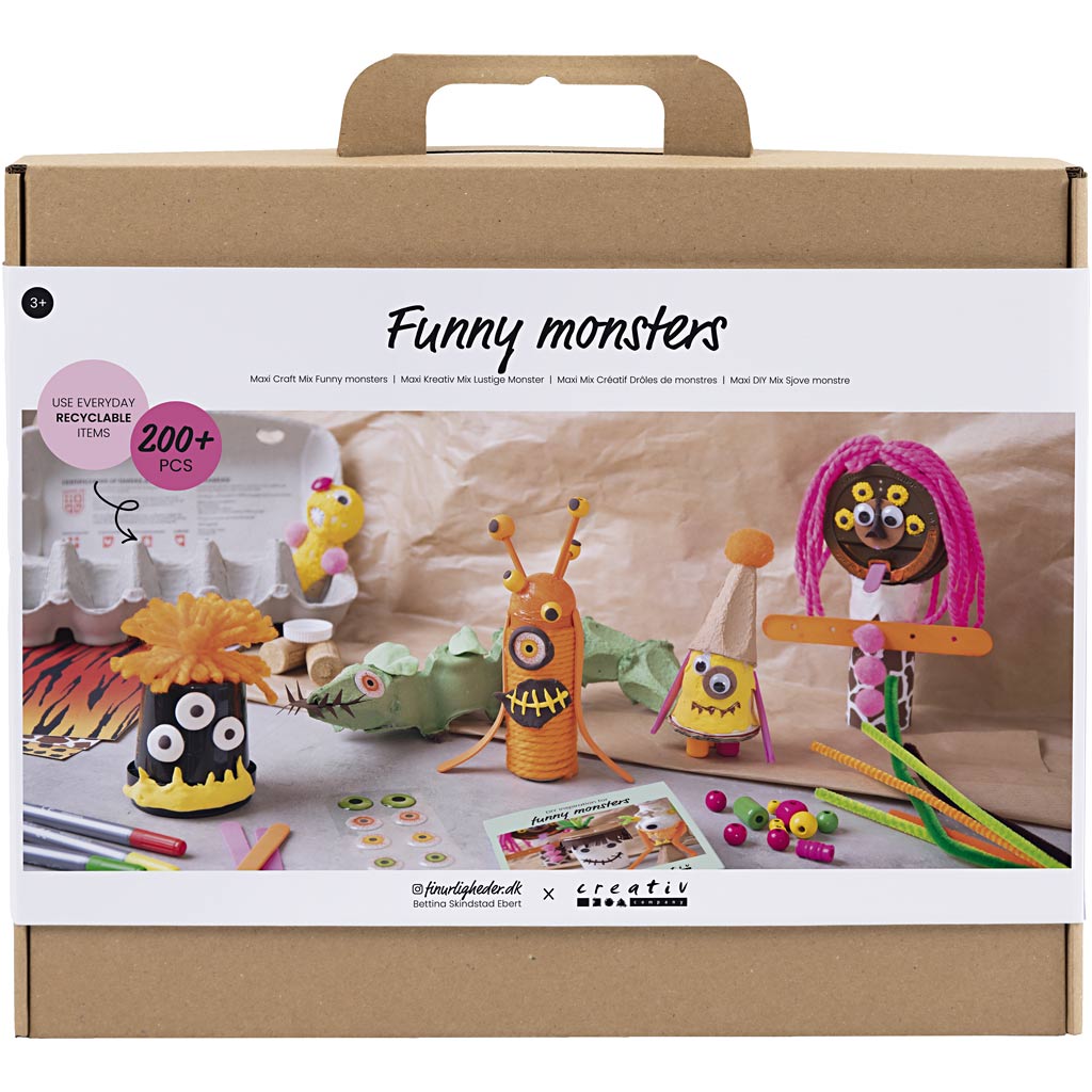 Creativ Company Maxi-Kreativbox lustige Monster, verschiedene Farben, 1 Box