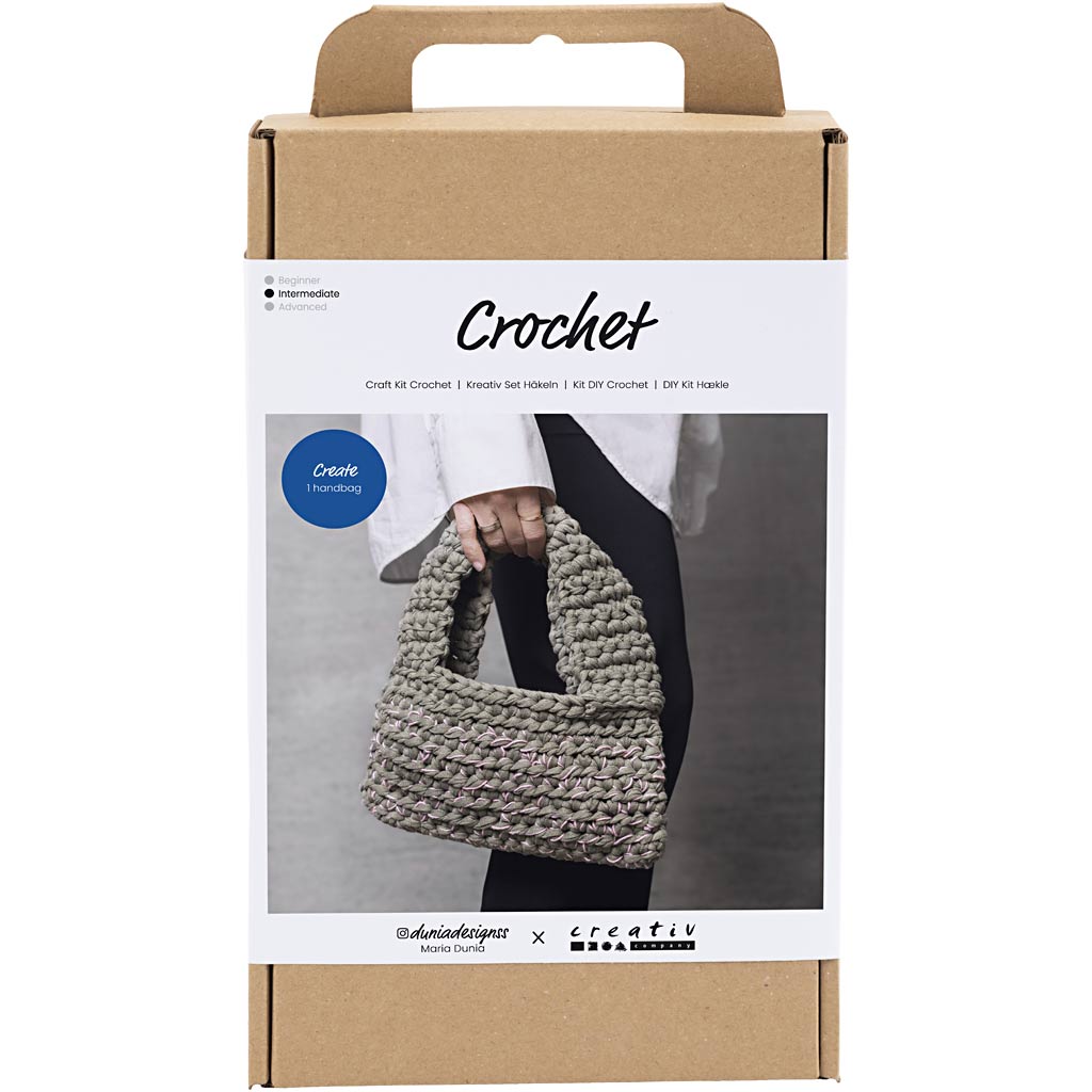 Creativ Company Häkel-Hobby-Set, stabile Tasche, olivgrün, 1 Box