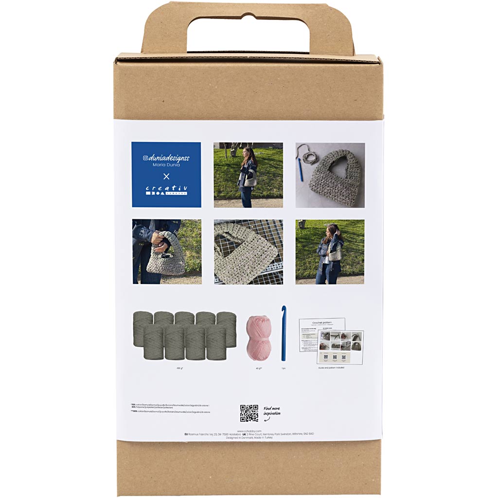 Creativ Company Häkel-Hobby-Set, stabile Tasche, olivgrün, 1 Box