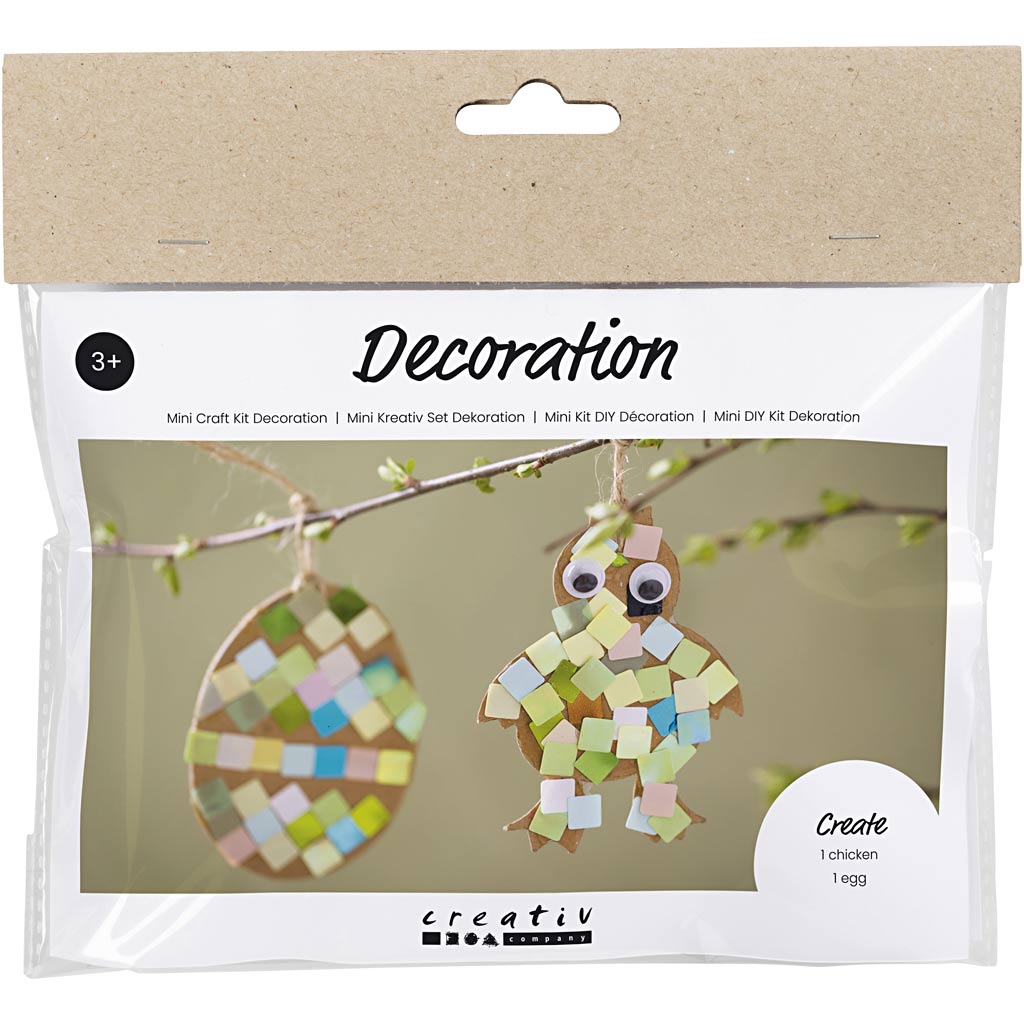 Creativ Company Mini-Hobby-Set Dekoration, Ei und Huhn, Schwarz, Braun, Weiß, verschiedene Farben, 1 Box