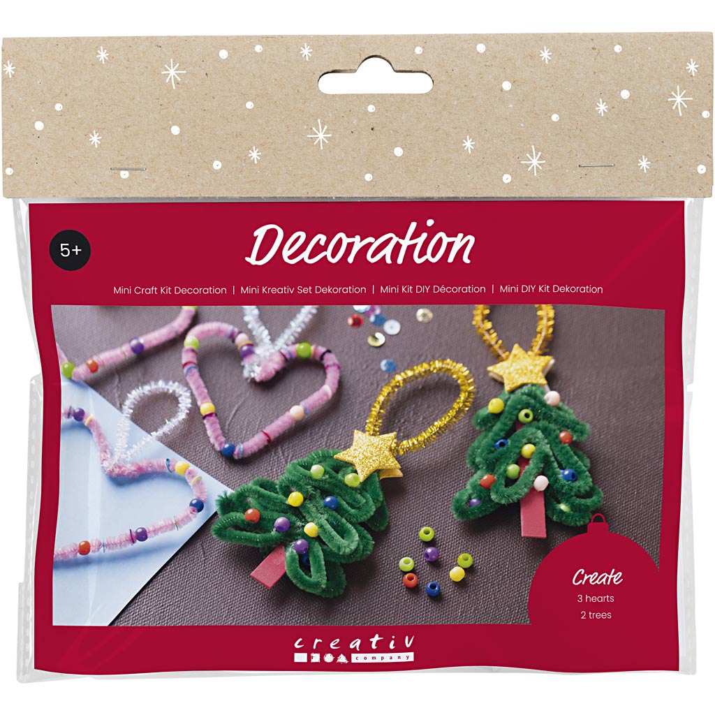 Creativ Company Mini-Hobby-Set Dekoration, Herzen und Weihnachtsbäume, 1 Box