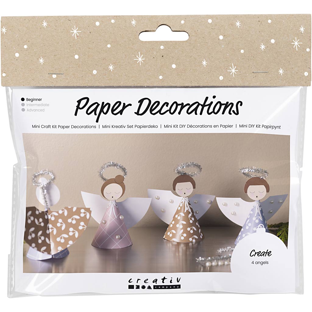 Creativ Company Mini-Hobby-Set Papierdekorationen, Engel, verschiedene Farben, 1 Box